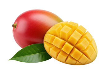 Mango with leaf isolated on transparent background