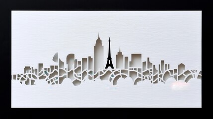 Paper cut art showcasing iconic city skylines in a minimalist design.