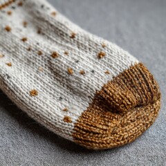 A pair of socks with a brown and white stripe