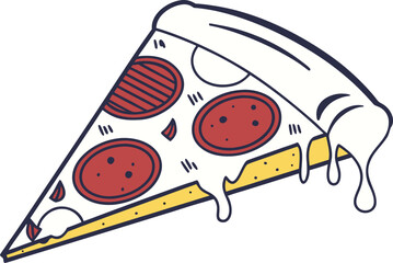 Delicious Pizza Design Illustration. Tasty Pizza Design with Cheese and Toppings. Pizza Design for Italian Food Art. Fresh Baked Pizza Design Isolated on White Background. Traditional Pizza Design