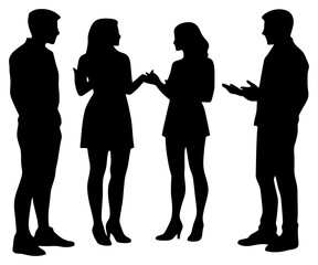 silhouette of group of people standing in a circle talking