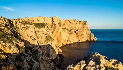 Coastal cliffs meet the sea