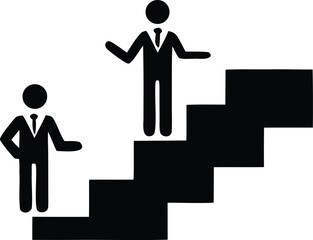 Businessmen in suits ascending stairs symbolizing career growth and professional advancement opportunities