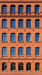 Fototapeta premium Facade of a multi-story brick building