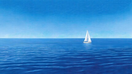 Serene sailboat gliding across calm blue waters under a clear sky.