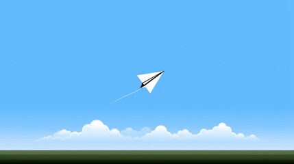 A paper airplane soaring high in a clear blue sky.