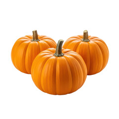 Obraz premium Three bright orange pumpkins arranged together, perfect for autumn, fall, thanksgiving, or halloween designs and seasonal decor.