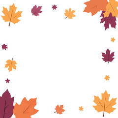 Falling Autumn Leaves Frame Illustration on White Background