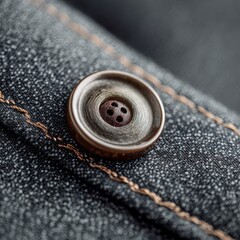 A button is on a piece of clothing