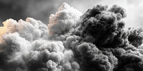 Dense, contrasting smoke clouds against a dramatic sky