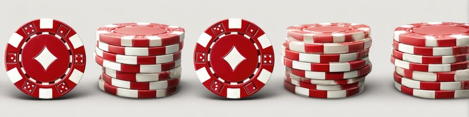 Red poker chips in stacks