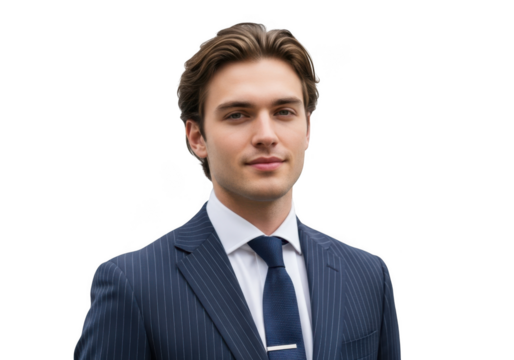 Professional young businessman in suit portrait headshot smiling handsome executive isolated on transparent background - Powered by Adobe
