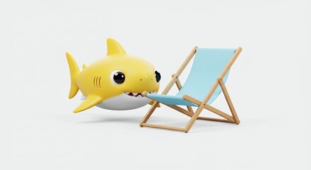 Cartoon shark beach chair illustration