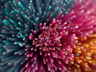 Close-up view of colorful, radiating rods