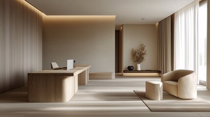 Simple rice-tone office space