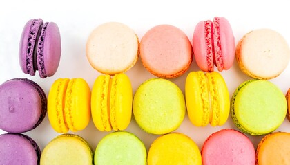 Obraz premium Colorful macarons arranged in a row