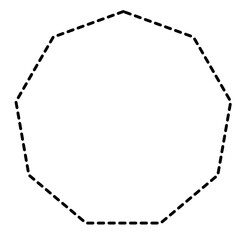 Black dashed outline octagon shape, clean polygonal vector design for abstract projects, education, backgrounds, icons, and minimal decoration.
