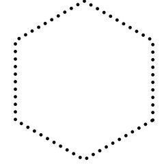 Minimal dotted outline hexagon shape, black geometric symbol for decoration, abstract design, templates, backgrounds, and modern vector elements.
