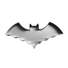 Fototapeta premium A sleek silver bat shaped object with a metallic finish, ideal for halloween decorations, baking, or themed party supplies.