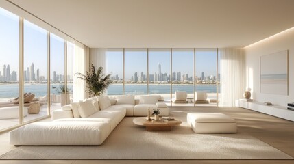 Fototapeta premium Spacious, light-filled living area with panoramic views