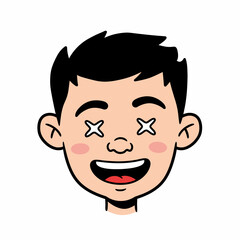 Cartoon Face with Star Eyes and Open Mouth Expressing Joy.