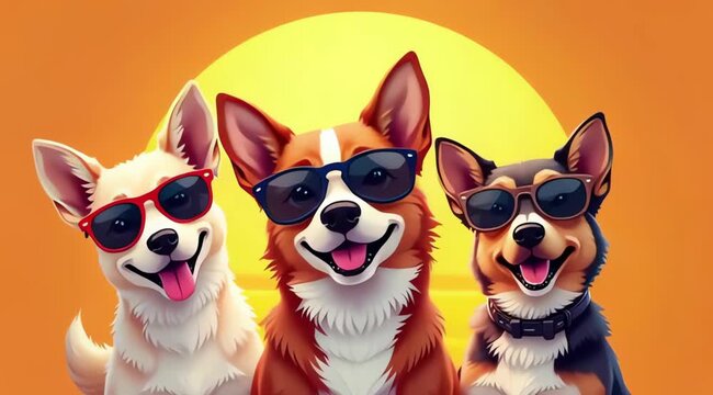 group of dogs dancing by head 4K video