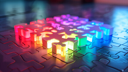 Vibrant puzzle pieces connect, symbolizing solutions and creative thinking