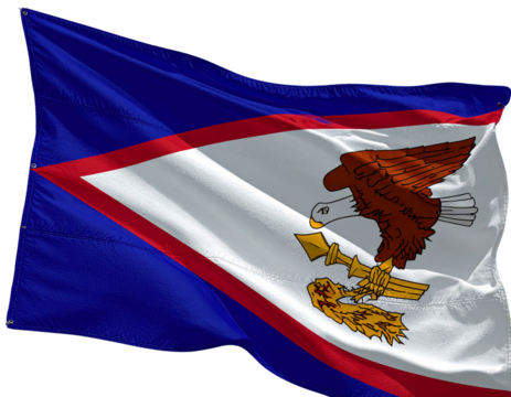 3D Waving American Samoa Flag with Eagle Emblem PNG