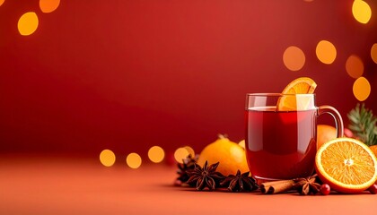 Warm Mulled Wine with Spices Cozy Winter Concept