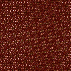 Simple silhouettes of colorful berries, leaves, branches on a dark chocolate brown background Botanical pattern in a primitive rustic style Pastel muted cream, orange, peach, green, brown fall colors