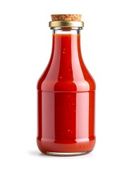 Glass bottle of red sauce