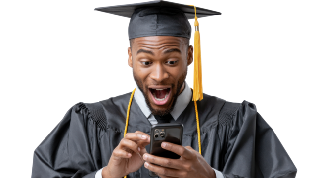 senior male graduate holding diploma