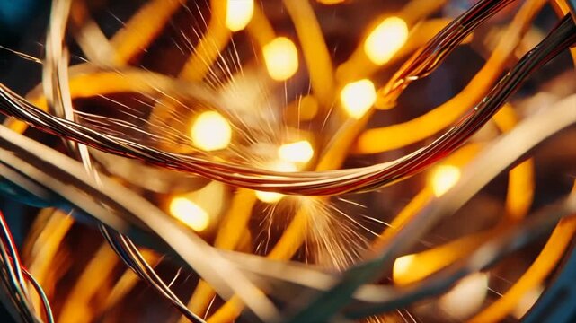 Close up of glowing wires inside an electric motor