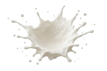 Milk droplet bursting upward, forming dynamic crown-like splash pattern, highlighting liquid's pristine white movement and energy