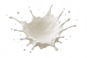Milk droplet bursting upward, forming dynamic crown-like splash pattern, highlighting liquid's pristine white movement and energy