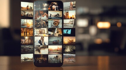 Collection of Diverse Photographs Displayed on a Smartphone Showcasing Various Moments and Locations in Vibrant Detail