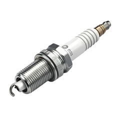 Close up of a single automotive spark plug on a black background
