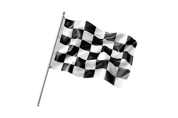  Black and white checkered flag waving on a pole, isolated vector illustration with a clipping path for a racing competition Vector illustration isolated on a Transparent background PNG
