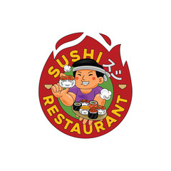 sushi restaurant logo template design
