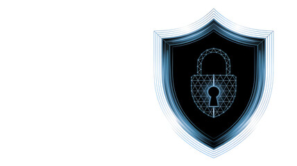 Secure your digital world with this modern cybersecurity shield and glowing padlock graphic representing data protection and network safety