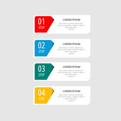 Four colorful numbered steps or stages in a process, presented as a graphic infographic with text placeholders.