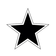 Obraz premium Solid black star with thin white outline