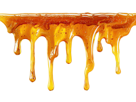 Dripping honey, amber liquid, cascading flow