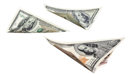 Set of flying dollars banknotes money cash bills falling currency paper finance wealth concept illustration isolated on white background