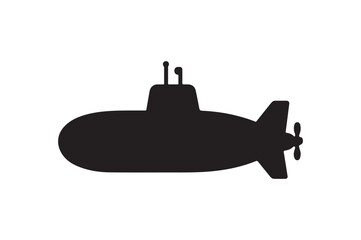 Submarine silhouette vector art illustration on white background