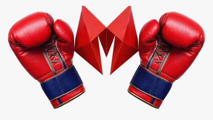 Abstract boxing gloves forming a heart shape wiht white isolated background illustration. Ai generated.