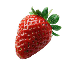 Close-up of a single, vibrant red strawberry with green leaves (25)