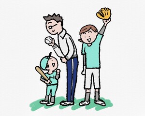 子供野球、ソフトボール応援イラスト