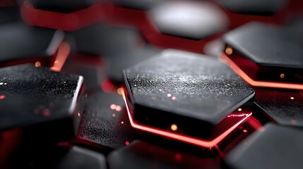 Hexagonal pattern with red glow