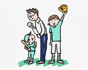 子供野球、ソフトボール応援イラスト